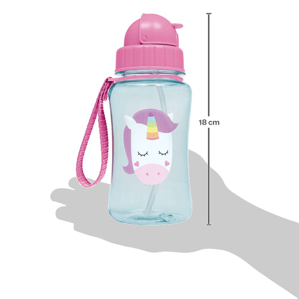 Garrafa Infantil Canudo 400ml Animal Fun Unicórnio - Buba