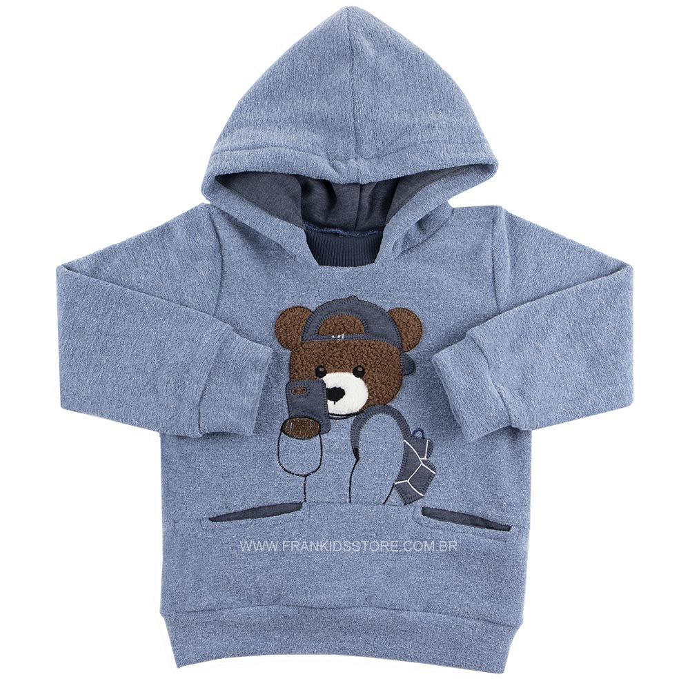 Conjunto Casaco Soft Glacê e Calça Moletom Urso - Rosebud