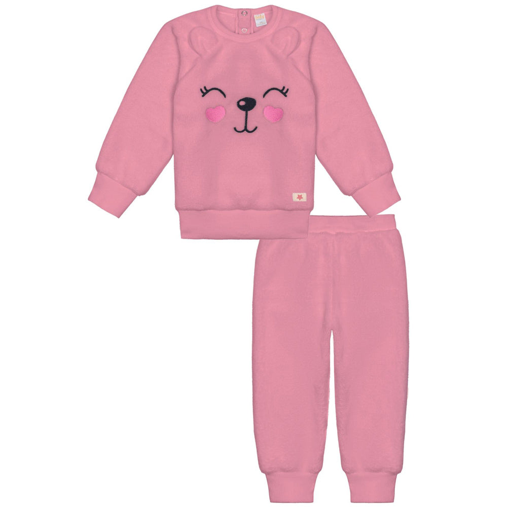 Conjunto Bebê Infantil Menina em Pelo Fleece Urso - Abrange