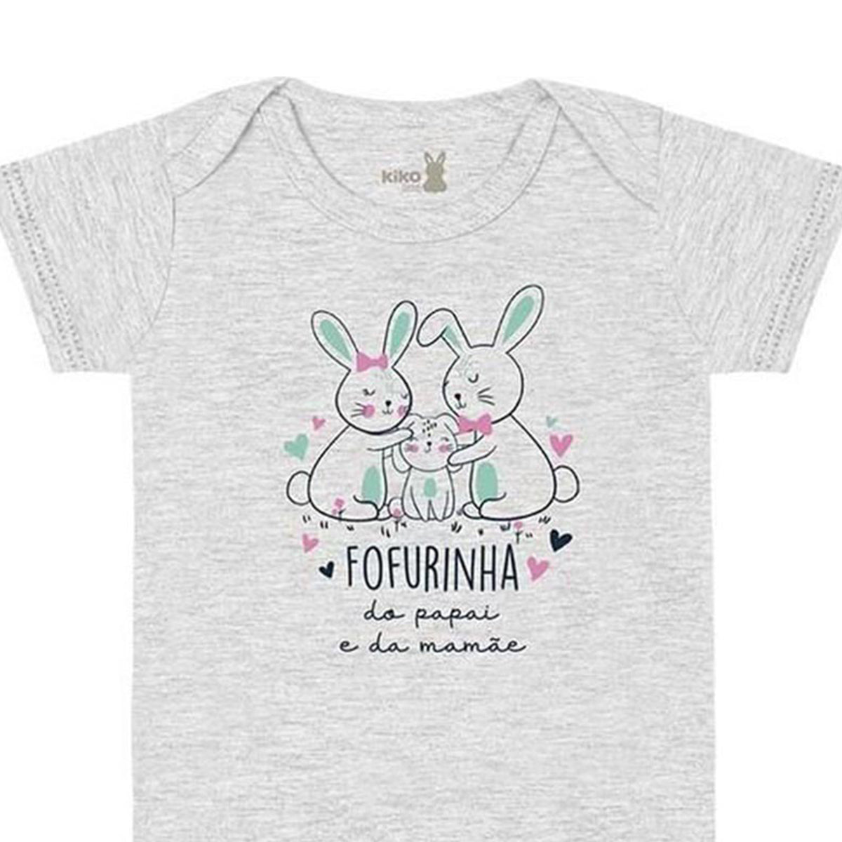 Body Manga Curta Bebê Menina Papai e Mamãe - Kiko Baby