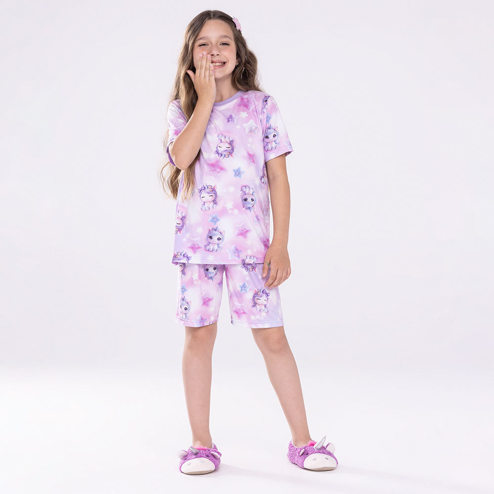 Pijama Infantil Menina Malha Modeli Unicórnio - Alakazoo