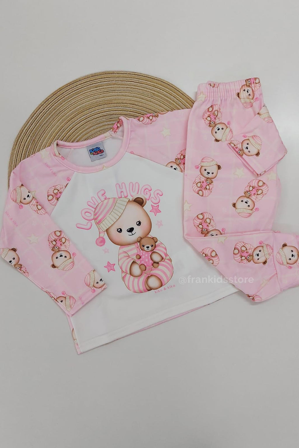 Pijama Menina em Malha Peluciada Ursinho - Kiko e Kika