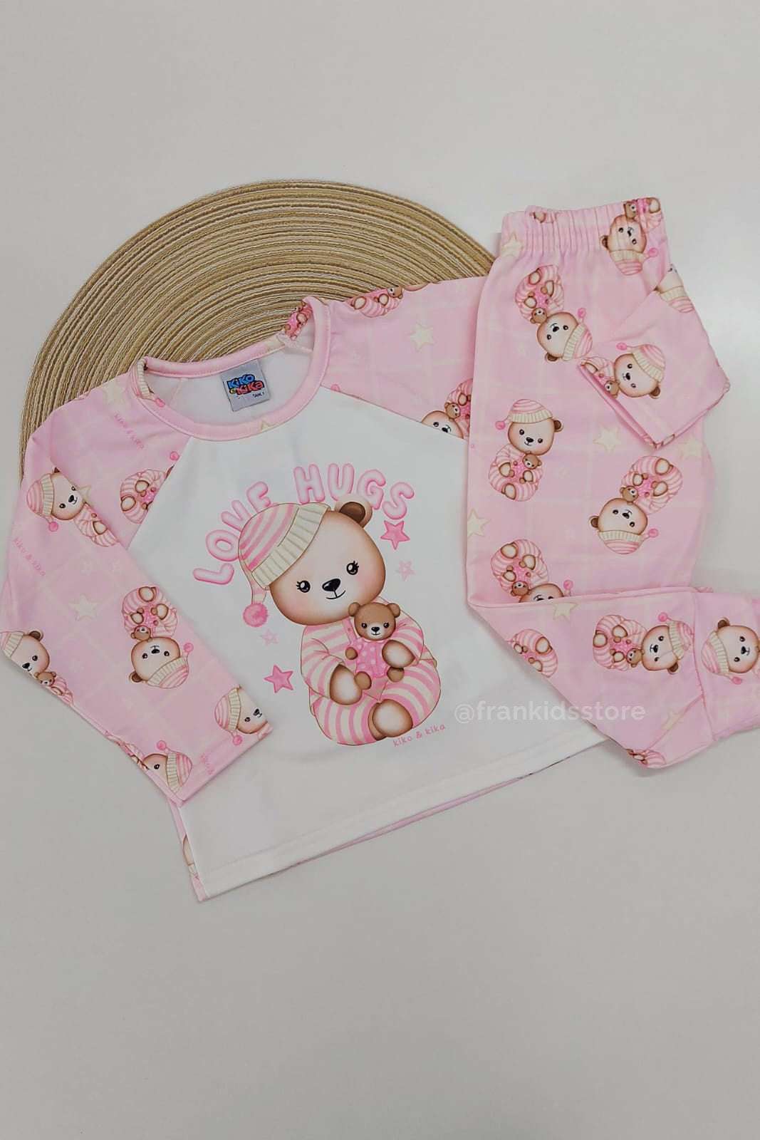 Pijama Menina em Malha Peluciada Ursinho - Kiko e Kika