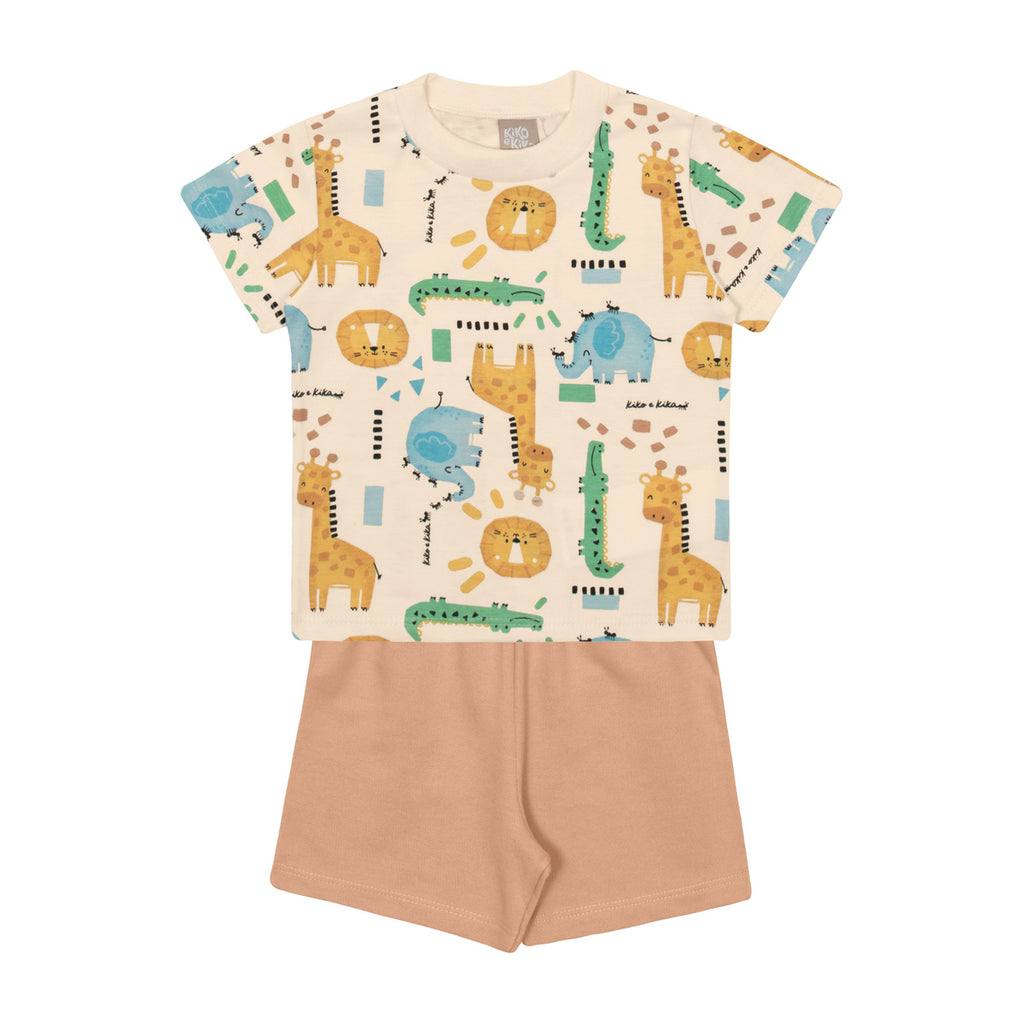 Conjunto Bebê Menino Camiseta e Bermuda Safári - Kiko e Kika
