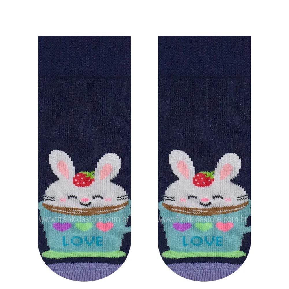 Meia Atoalhada Bebê Menina Marinho Love - Selene
