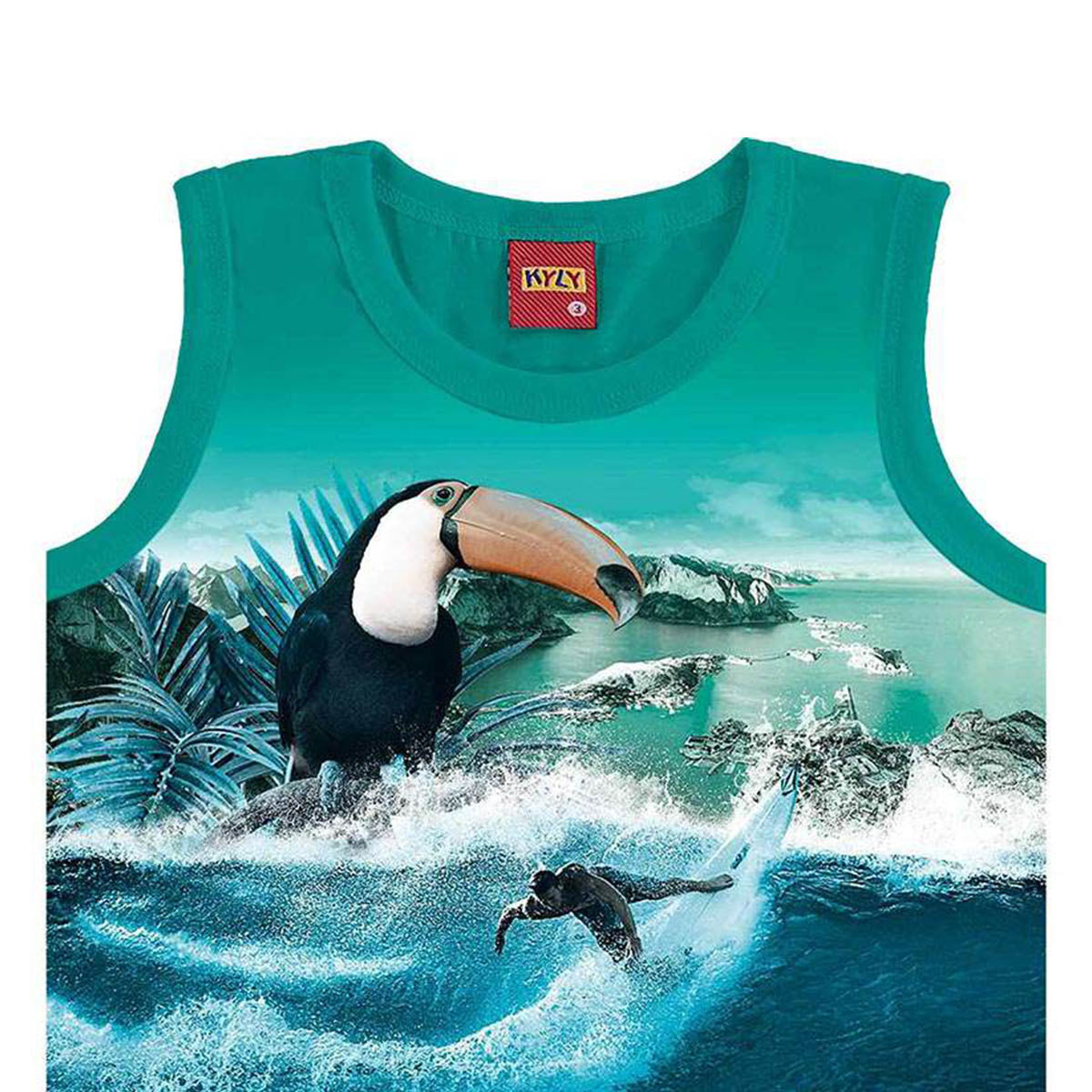 Regata Infantil Malha Estampa Verde Tucano - Kyly