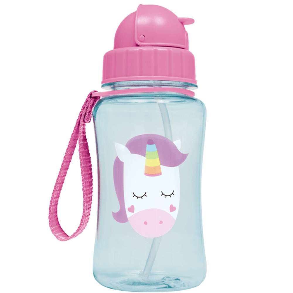 Garrafa Infantil Canudo 400ml Animal Fun Unicórnio - Buba