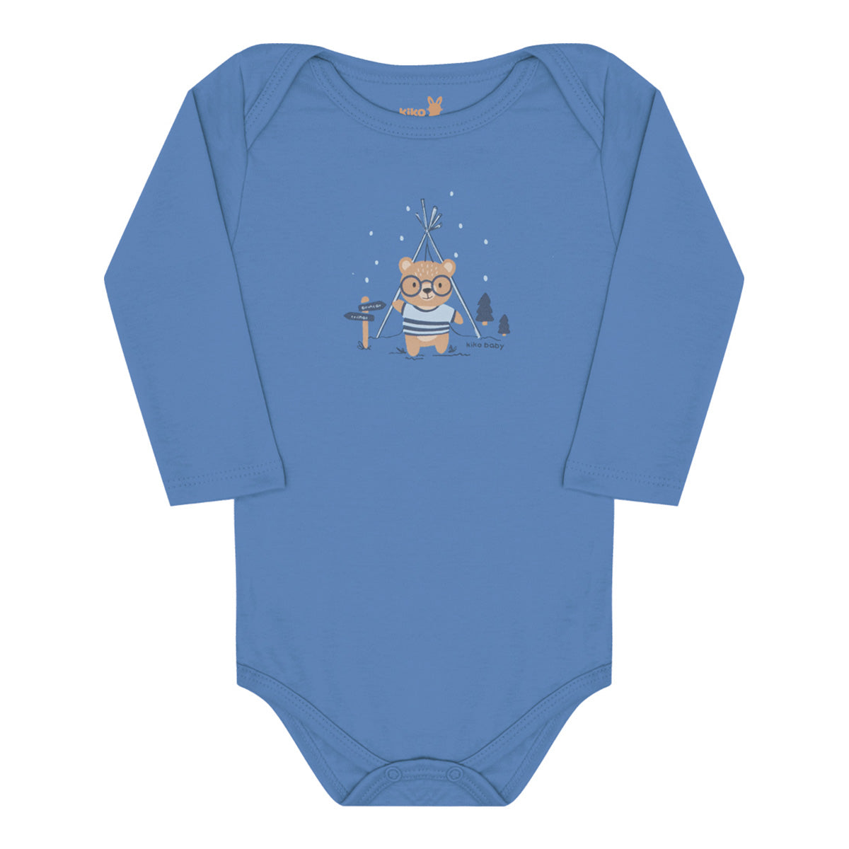 Body Manga Longa Bebê Menino em Suedine Urso - Kiko Baby