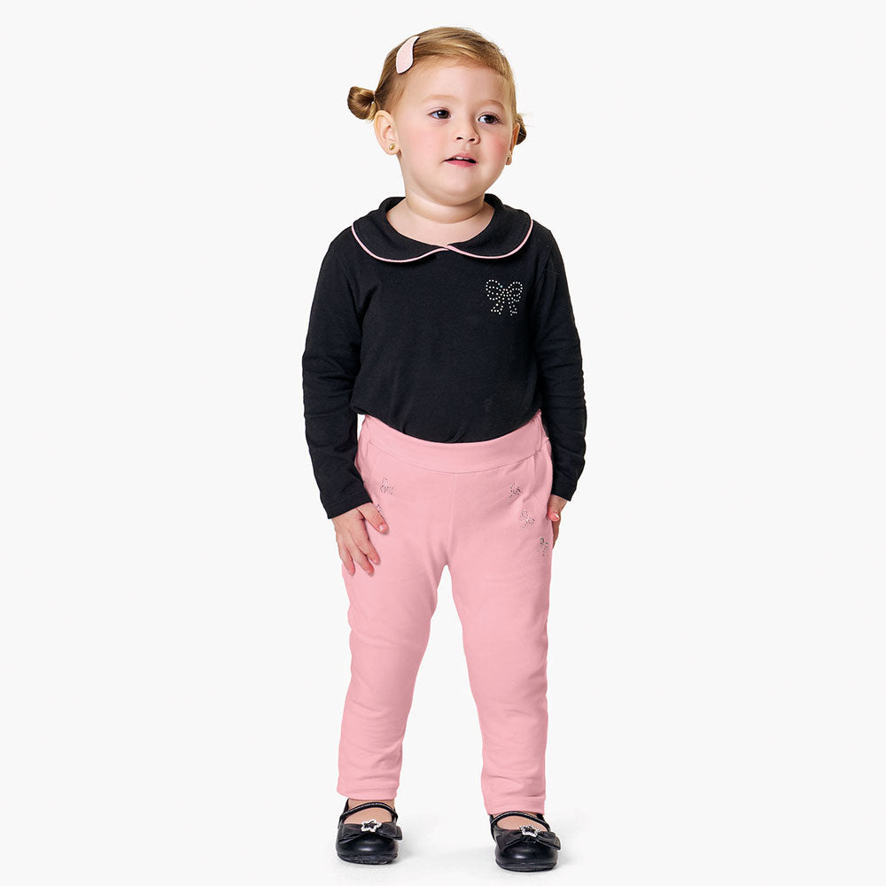 Blusa Bebê Menina Manga Longa Com Gola - Kiko e Kika
