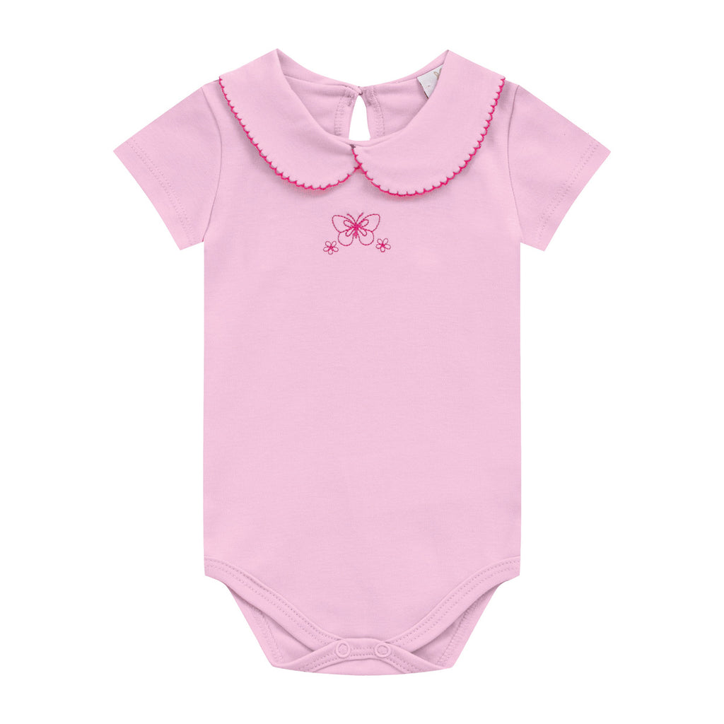 Body Manga Curta Borboleta Bebê Menina Com Gola - Kiko Baby