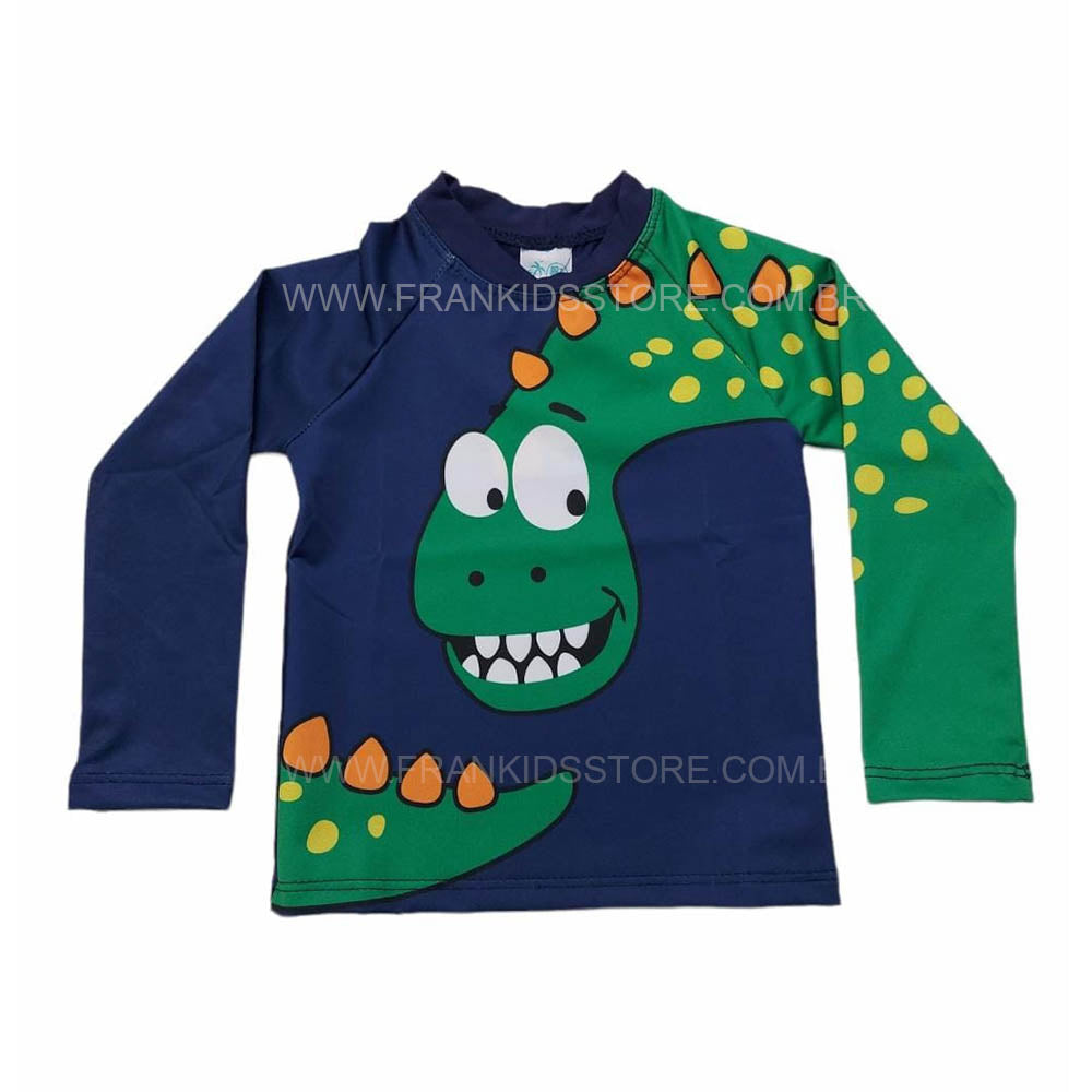 Camiseta Blusa C/ Proteção UV 50+ Dino Marinho - Everly