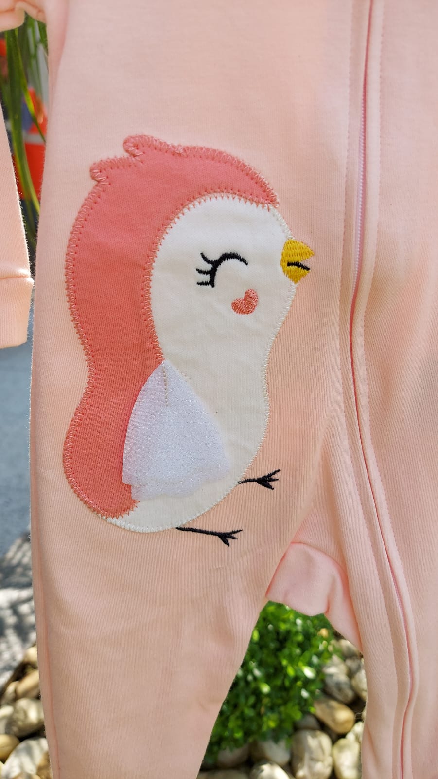 Macacão Bebê em Suedine C/ Zíper Passarinha - Kiko Baby