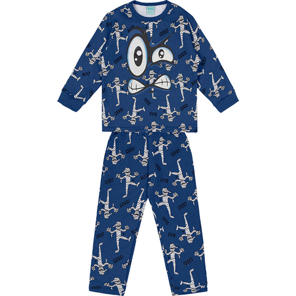 Pijama Infantil Moletom Peluciado Brilha no Escuro Monstrinho - Kyly