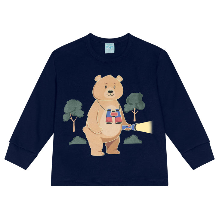 Pijama Infantil Moletom e Soft Brilha no Escuro Urso - Kyly