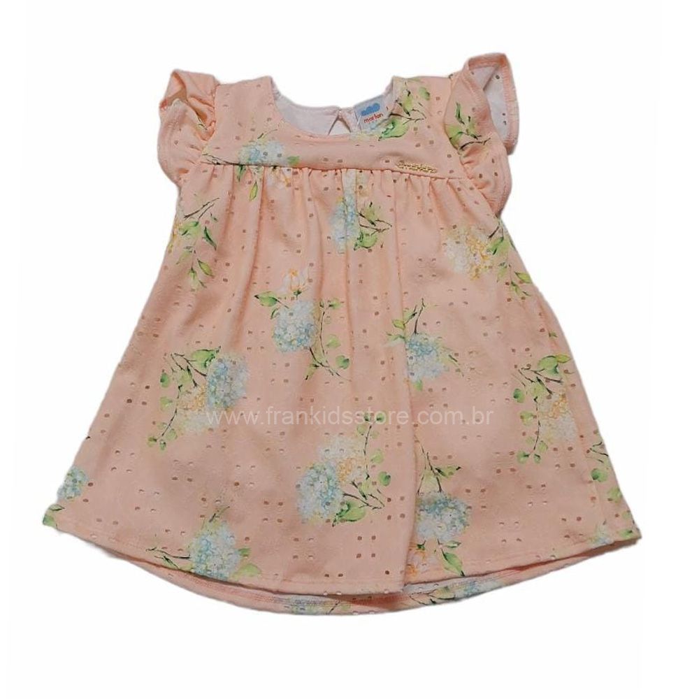 Vestido Bebê Salmão Floral - Marlan