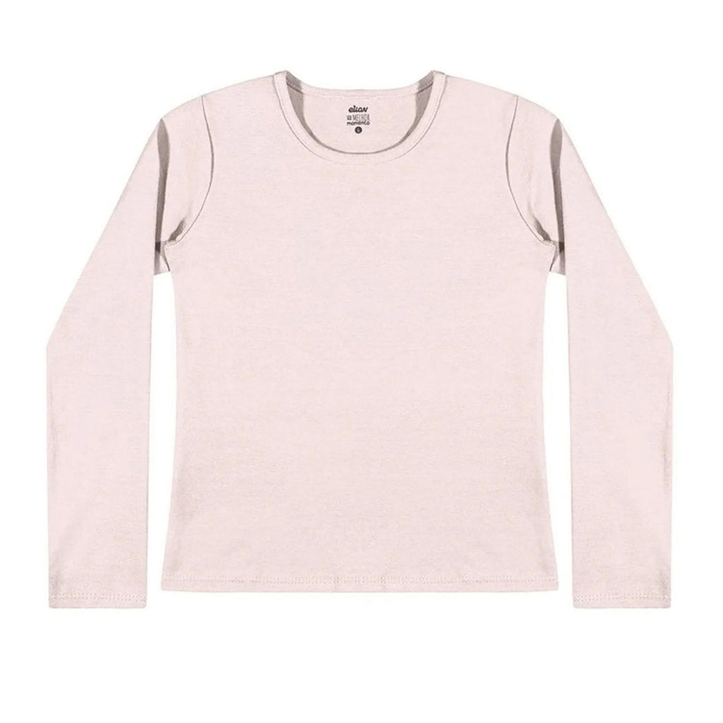 Blusa Básica Infantil Menina em Cotton Leve Rosa Bebê - Elian