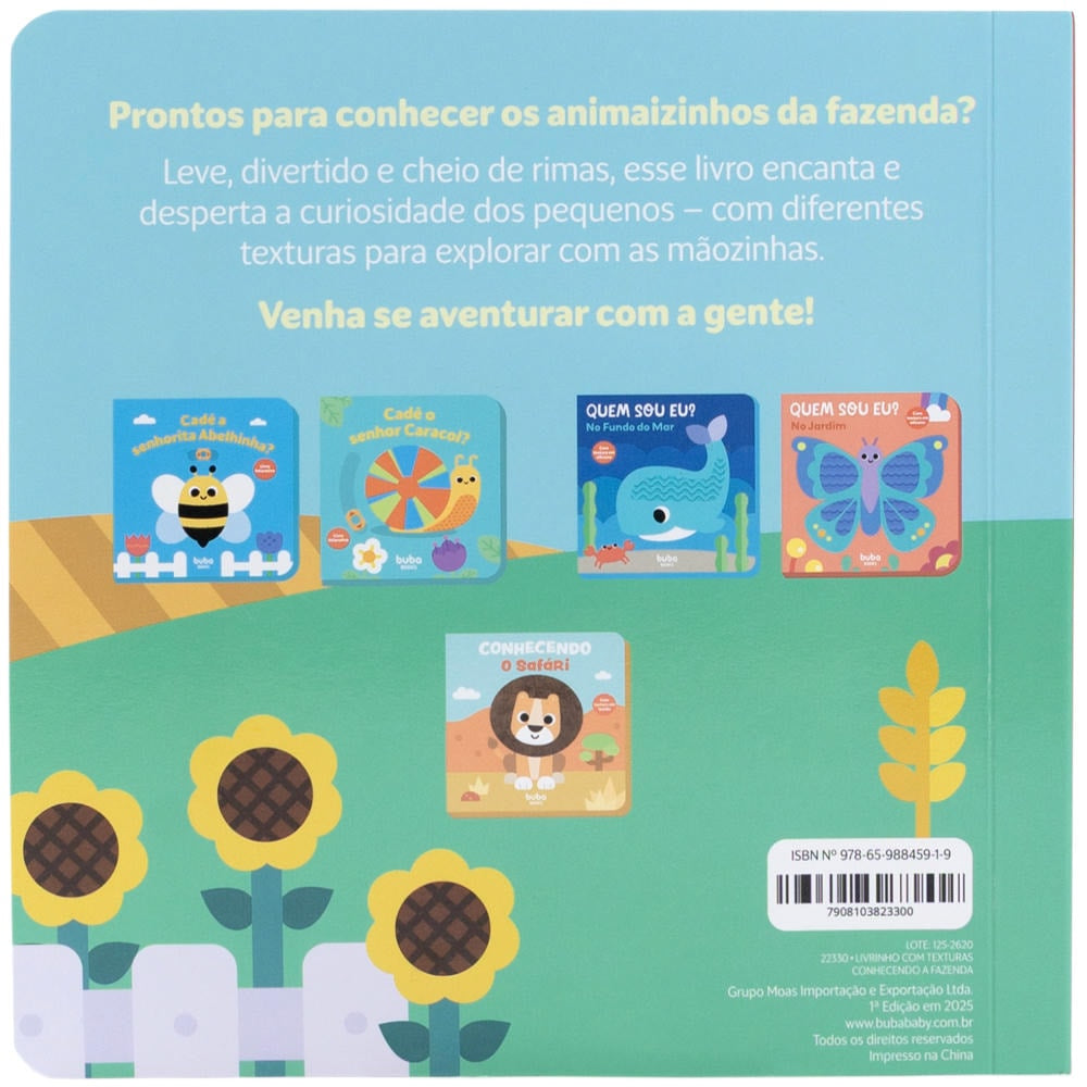 Livro Sensorial Com Textura  Conhecendo a Fazenda - Buba