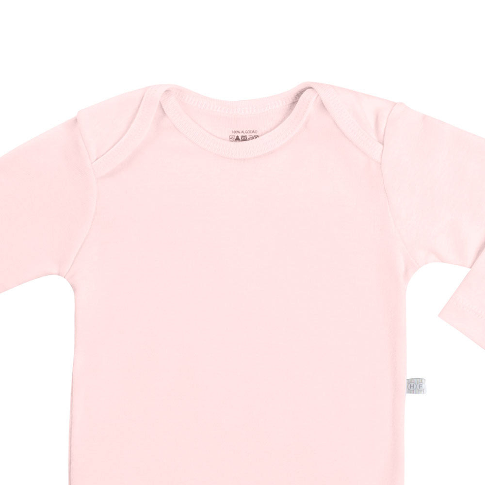 Body Manga Longa Menina Unissex Liso em Ribana Rosa - Have Fun