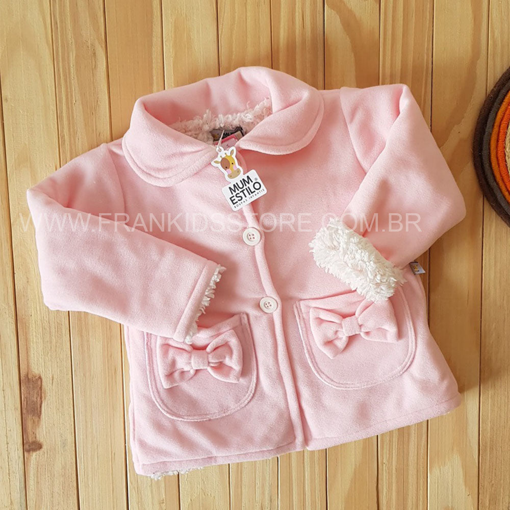 Casaco de Inverno Forrado Infantil Quentinho Rosa - MUM