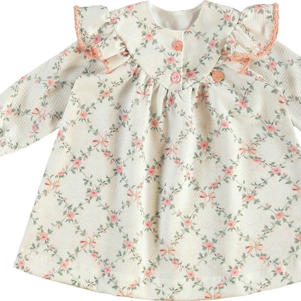 Vestido Bebê em Malha Texturizada Flores - Kiki Xodó