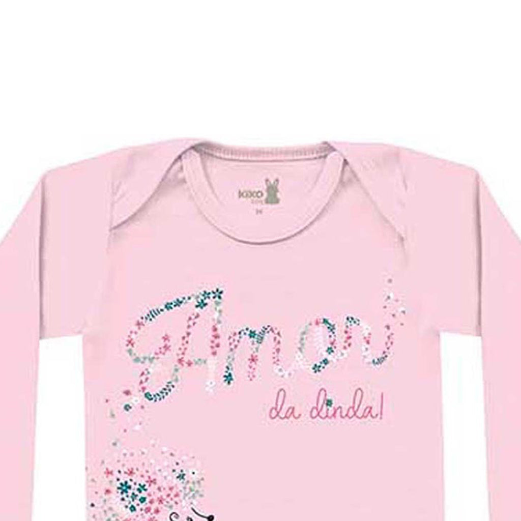Body Manga Longa Bebê Menina Amor da Dinda - Kiko Baby