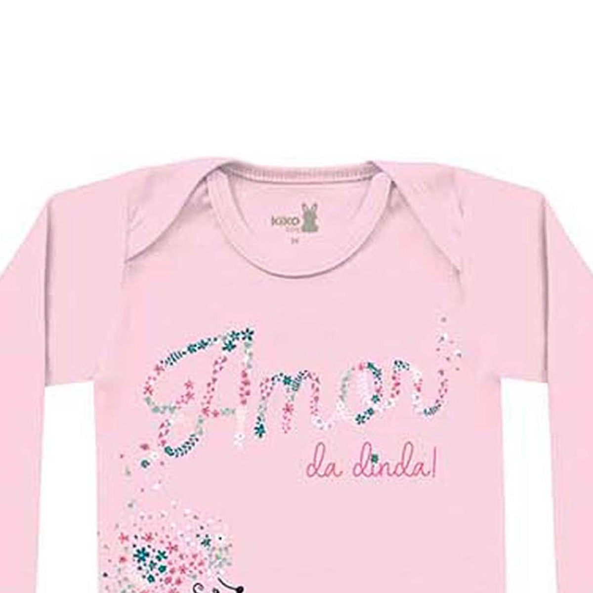 Body Manga Longa Bebê Menina Amor da Dinda - Kiko Baby