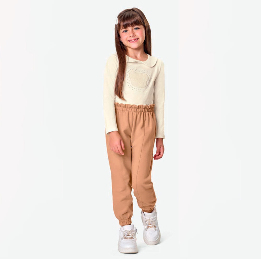 Calça Infantil Menina em Moletom Peluciado - Kiko e Kika