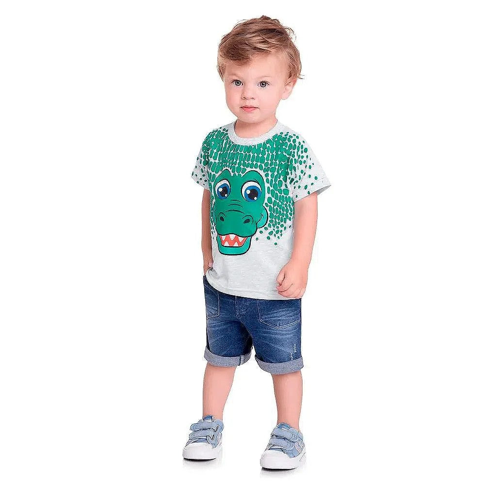 Camiseta Menino Cinza Claro - Kyly