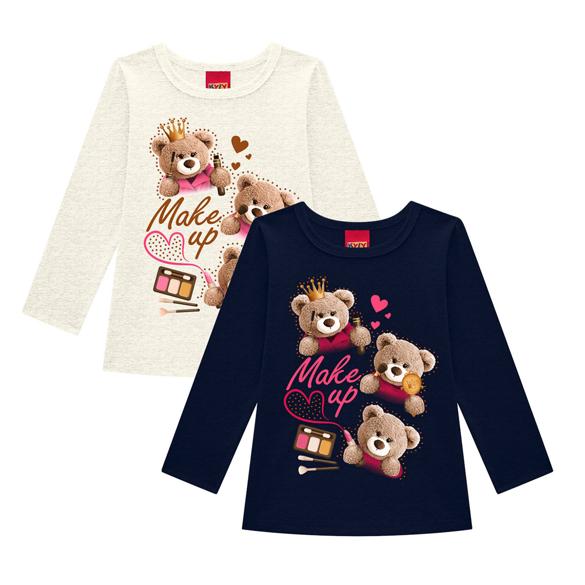 Blusa Infantil Menina Manga Longa em Cotton Ursos - Kyly