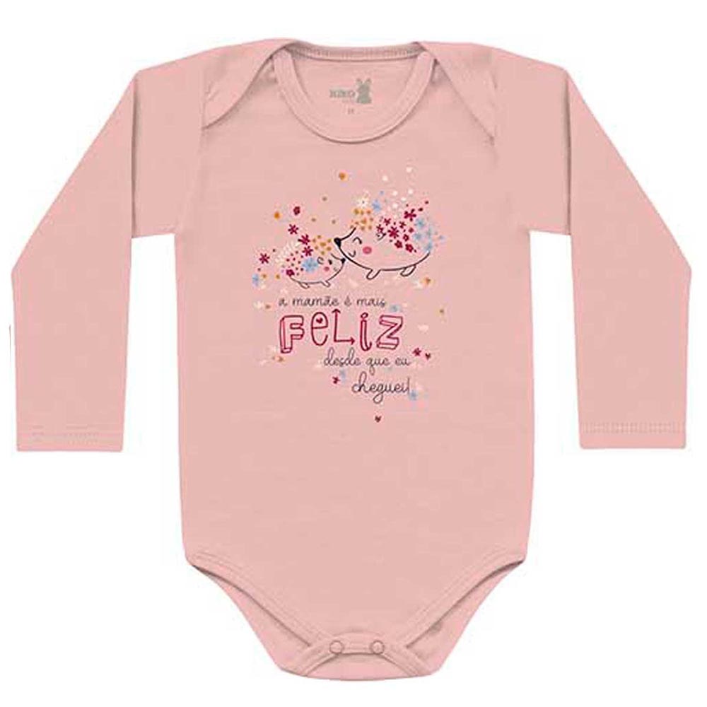 Body Manga Longa Bebê Menina Mamãe Feliz - Kiko Baby