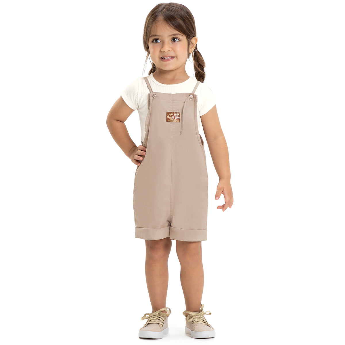 Conjunto Infantil Jardineira Sarja Blusa e Canelada - Have Fun