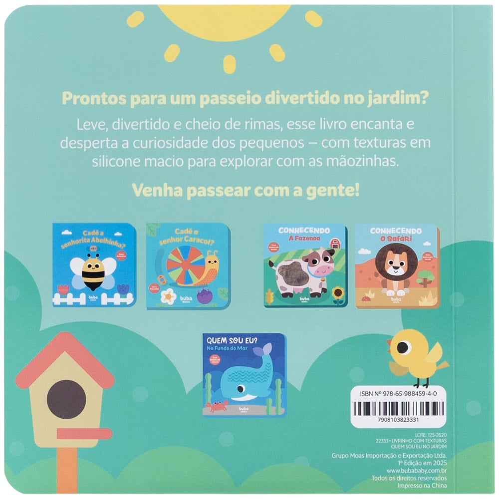 Livro Sensorial Com Textura  Quem Sou Eu No Jardim - Buba