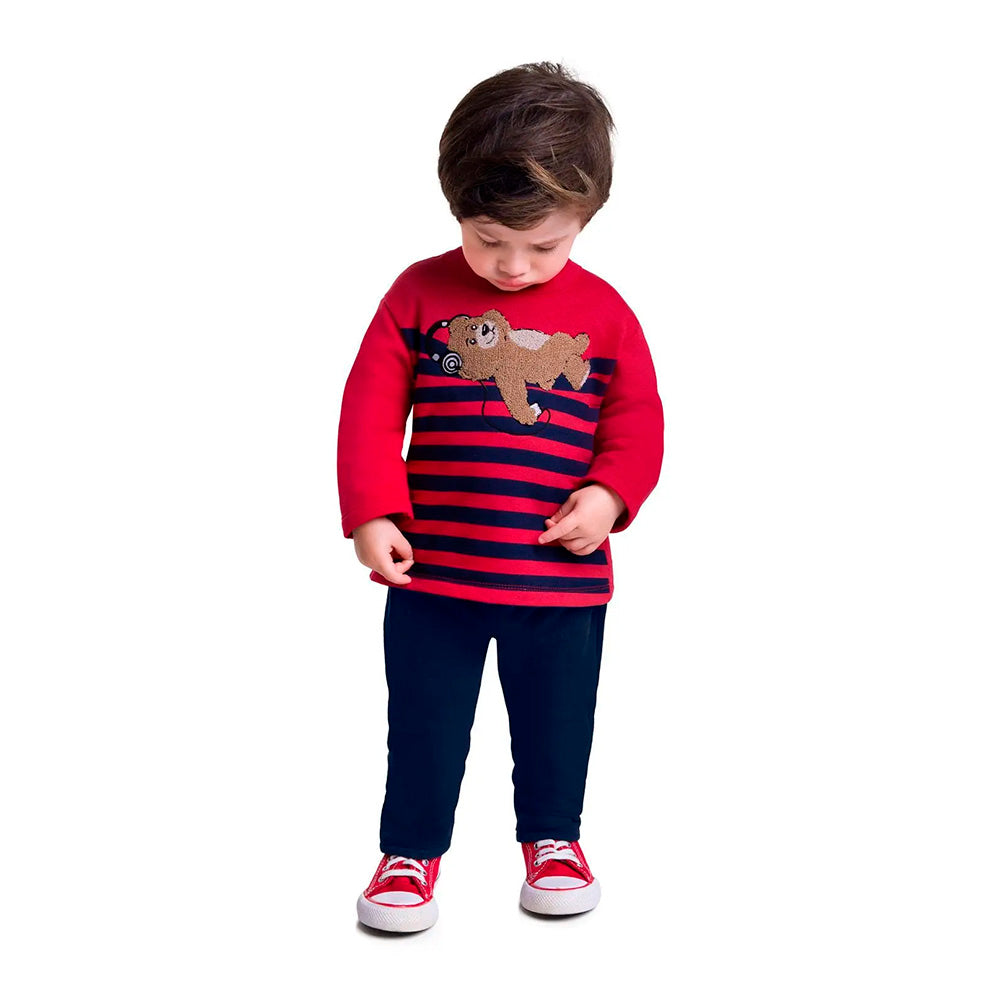 Conjunto Blusão e Calça em Moletom Peluciado Urso - Kyly