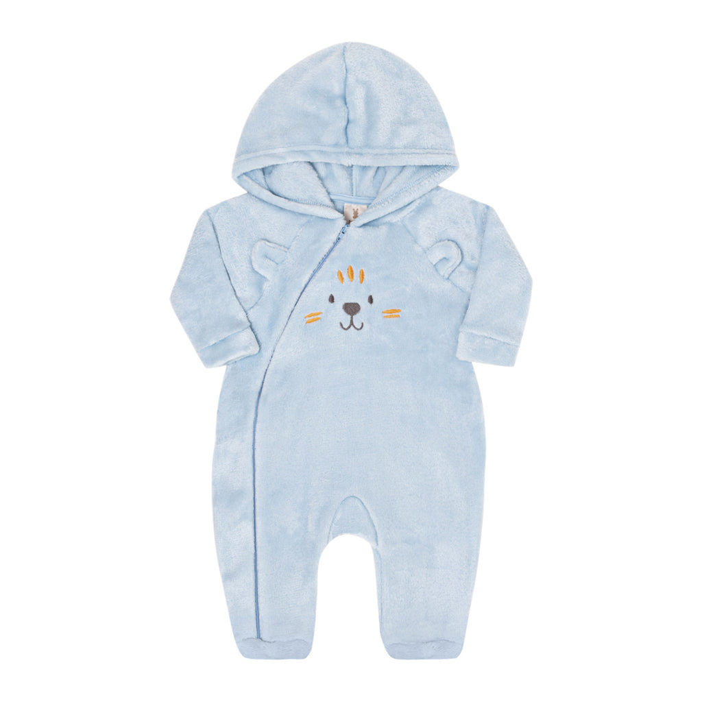 Macacão Bebê Menino em Pelo Fleece Com Capuz - Kiko Baby
