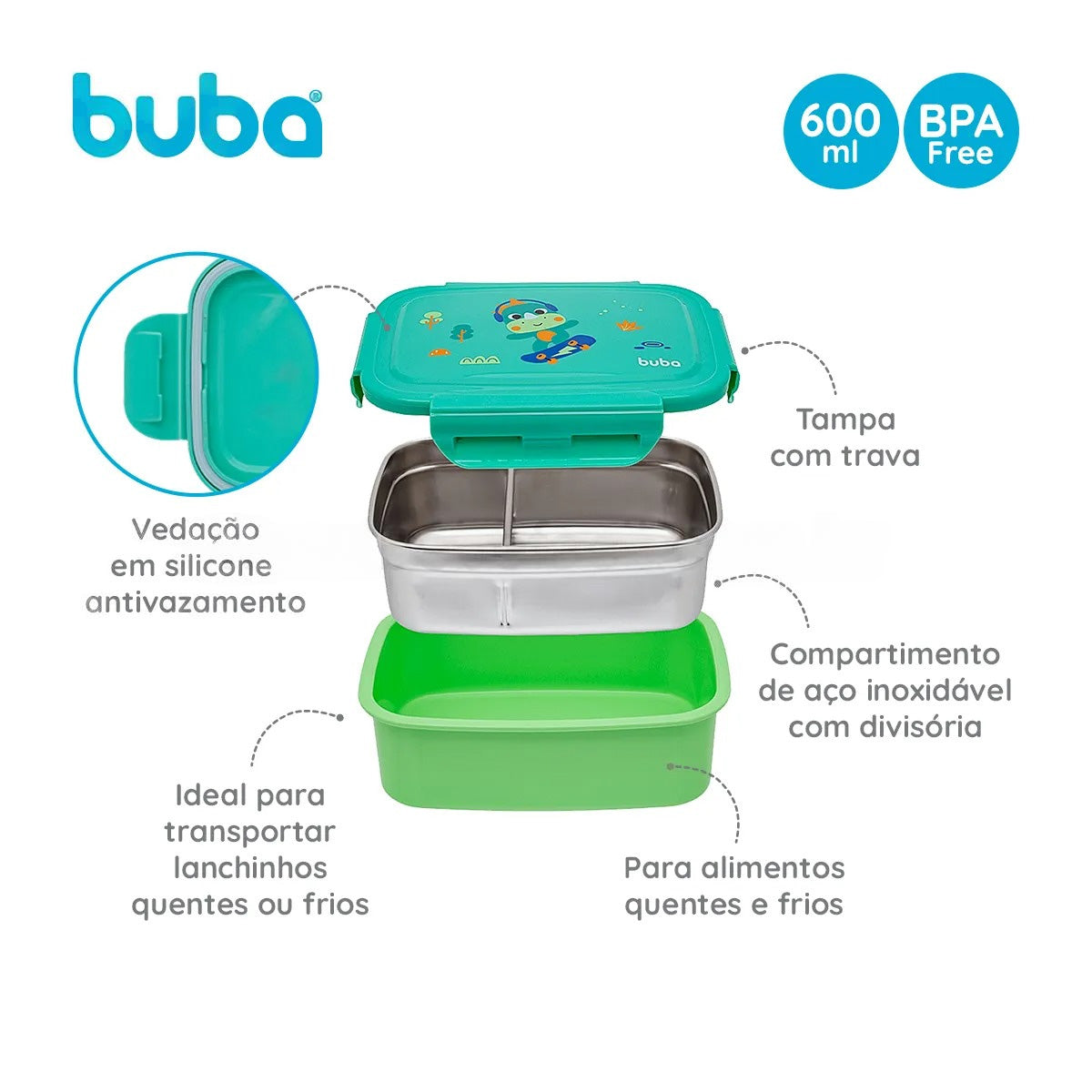 Lancheira Marmita Bentô Box Buba Zoo Dino - Buba