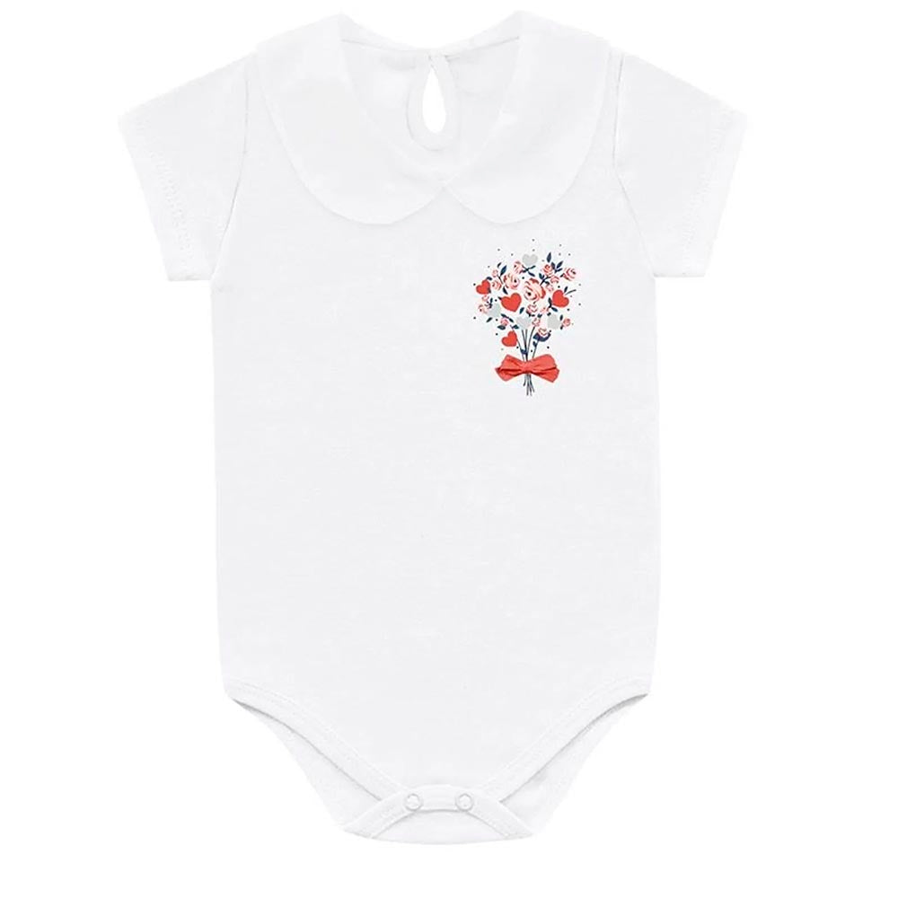 Body Manga Curta Bebe Menina Suedine Com Gola - Kiko Baby