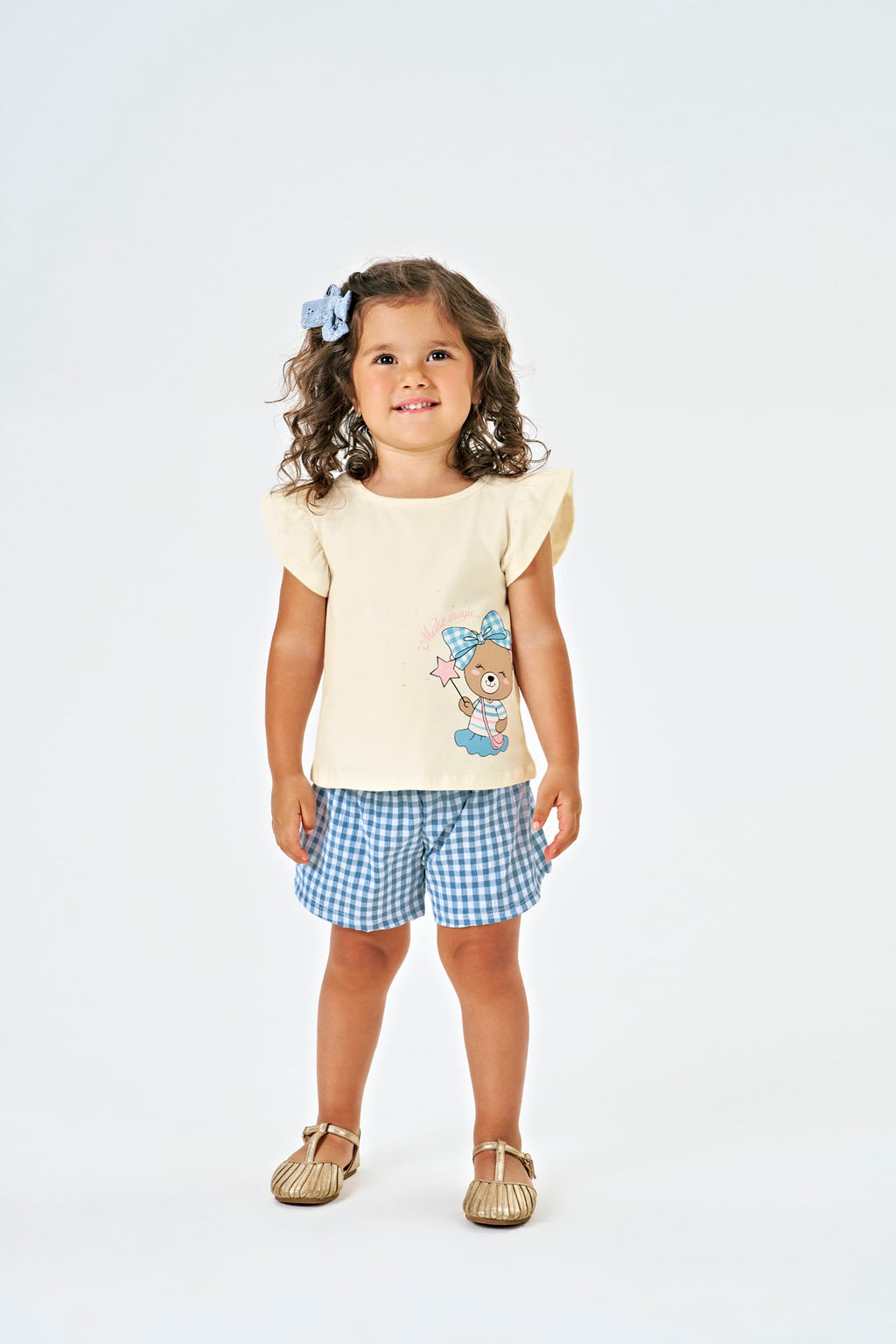 Conjunto Menina Blusa Ursinha e Shorts - Kiko e Kika