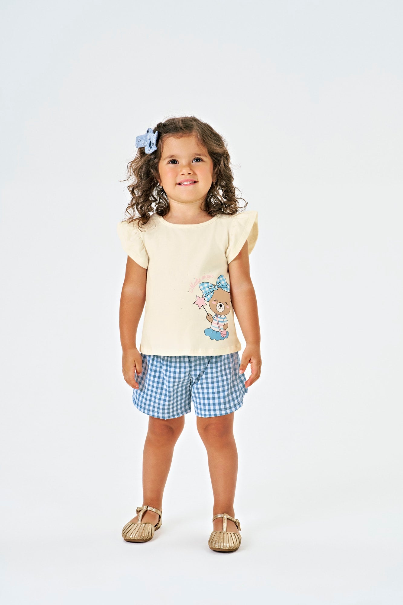 Conjunto Menina Blusa Ursinha e Shorts - Kiko e Kika