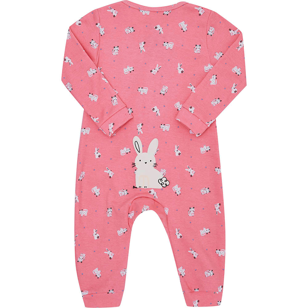 Macacão Bebê em Suedine C/ Zíper Coelhos - Kiko Baby