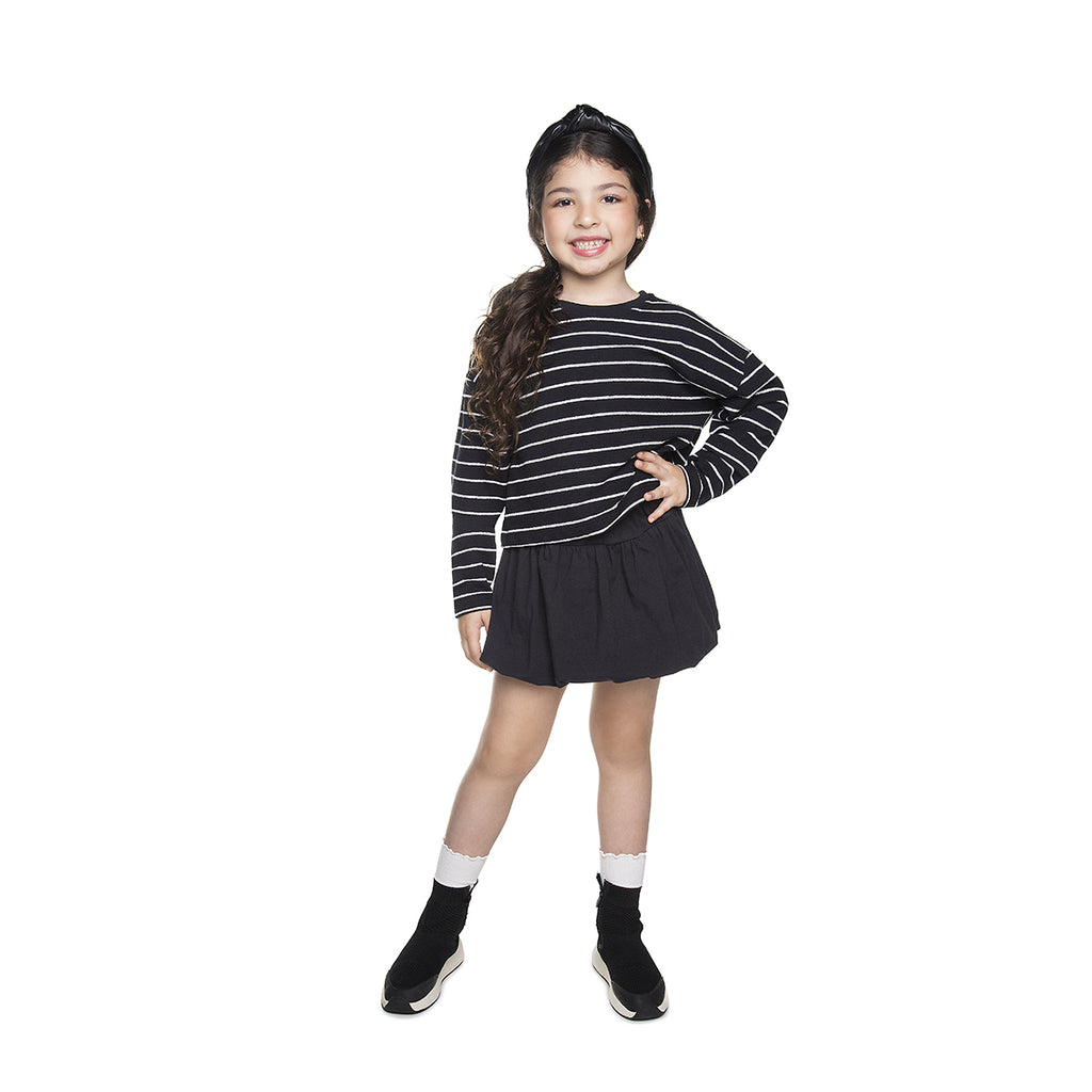 Blusa Infantil Feminina em Moletinho Listrado - Have Fun