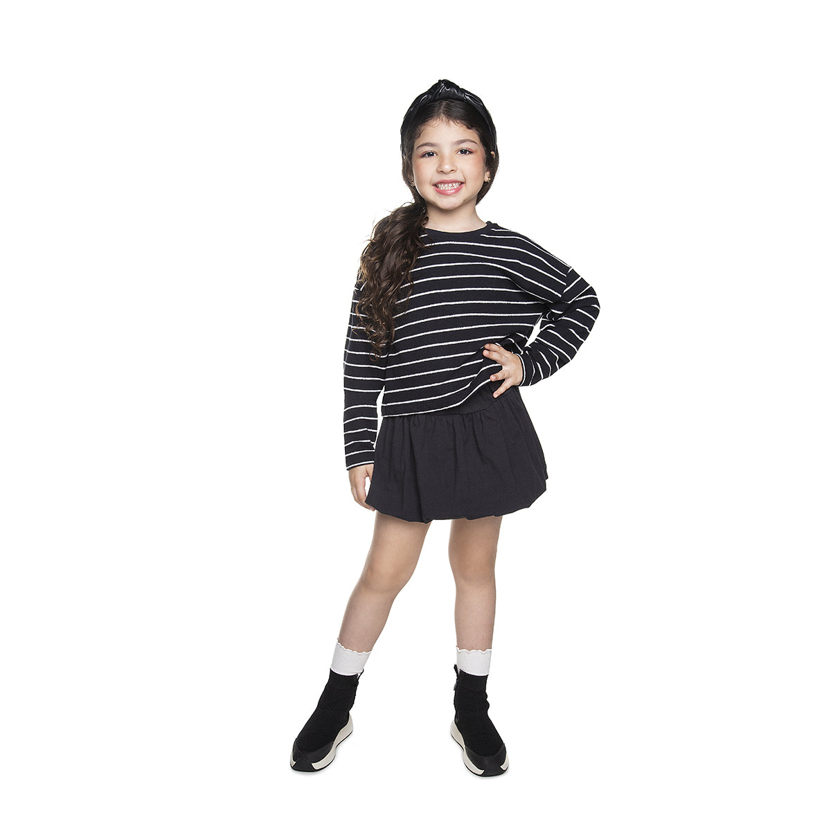 Blusa Infantil Feminina em Moletinho Listrado - Have Fun