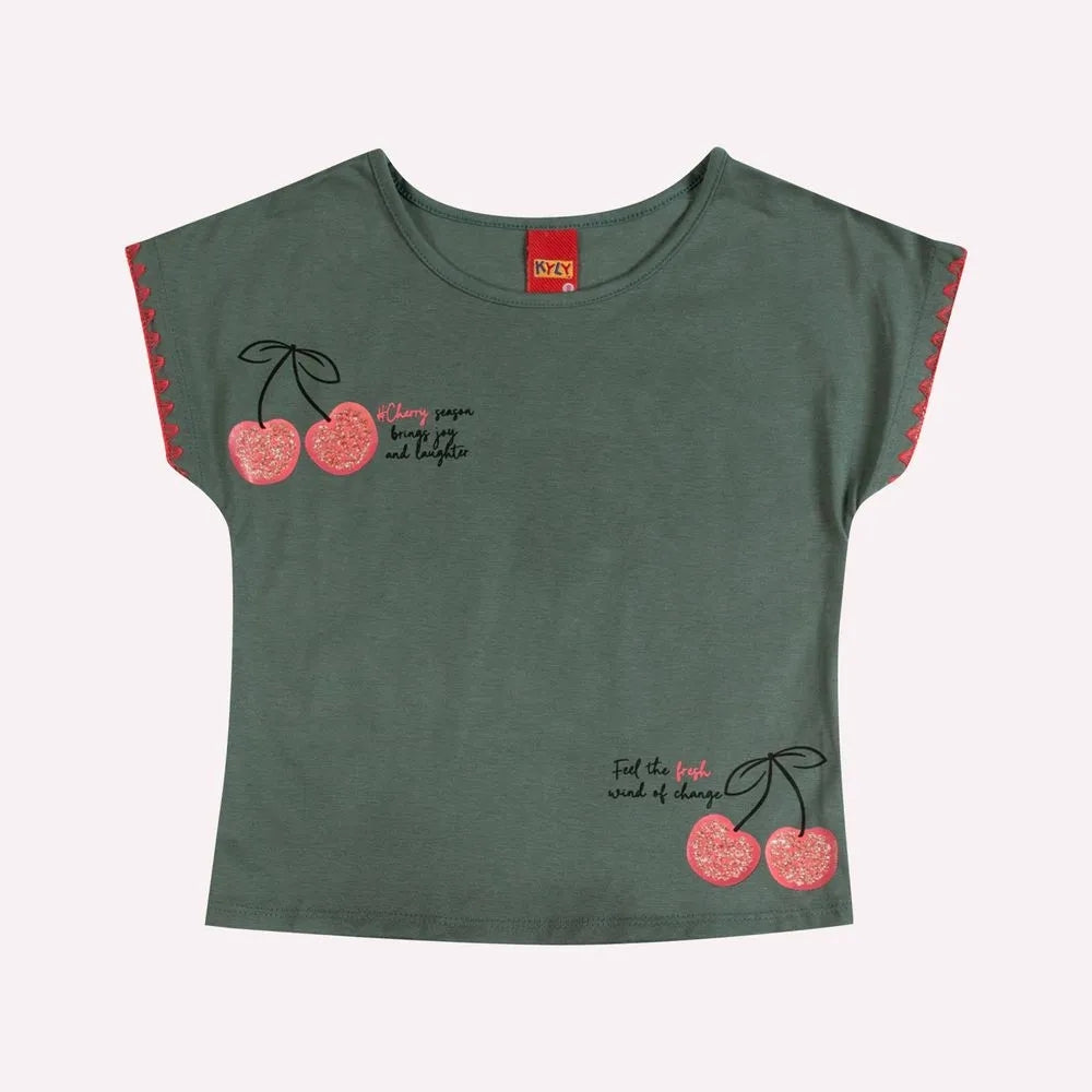Blusa Infantil Menina Meia Malha Cerejas - Kyly