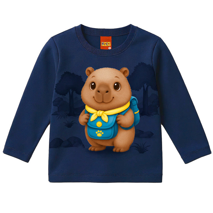 Camiseta Infantil Menino Manga Longa Capivara - Kyly