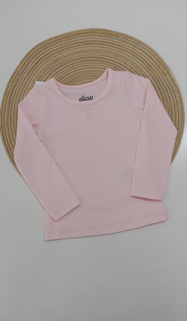 Blusa Básica Infantil Menina em Cotton Leve Rosa Bebê - Elian