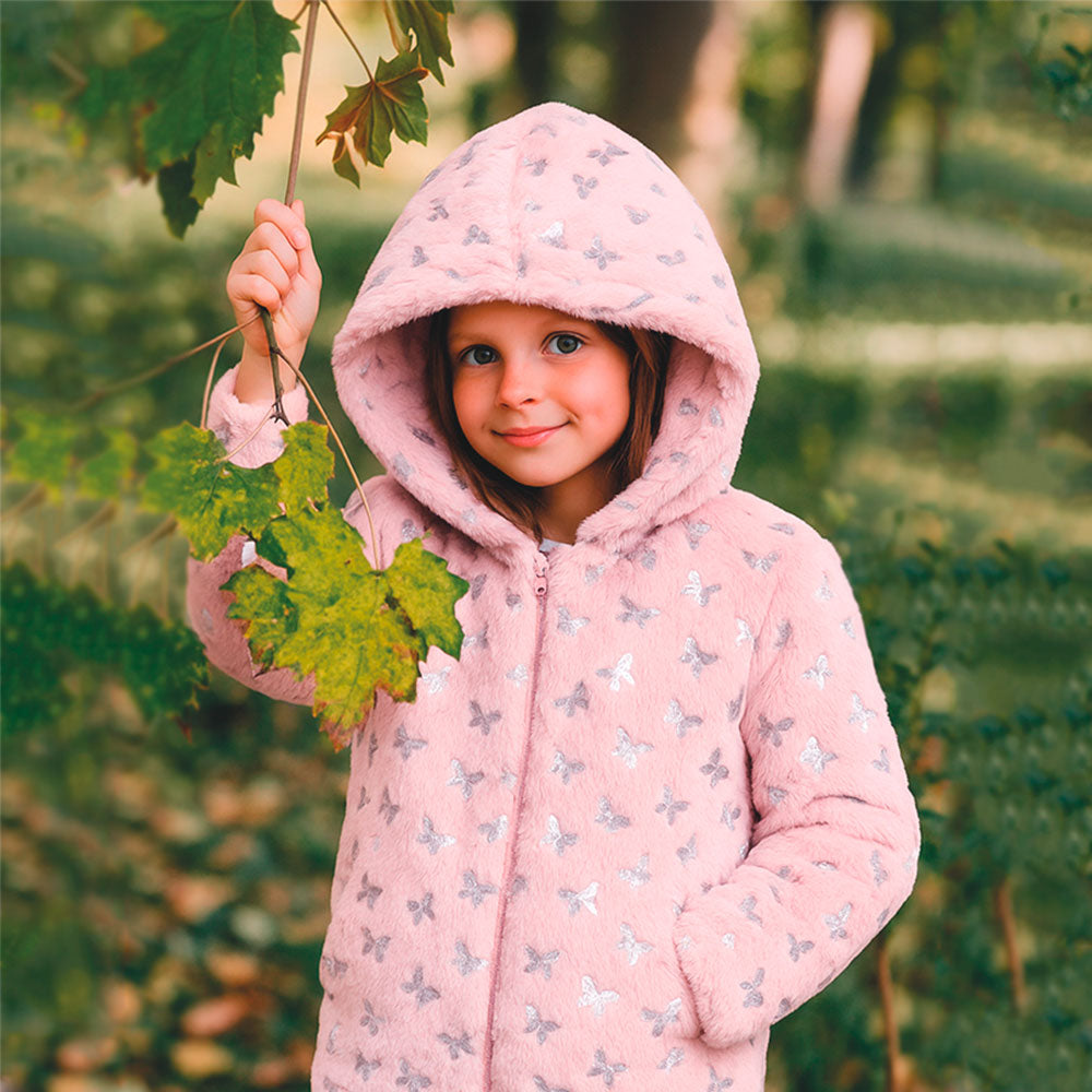 Casaco Infantil Menina em Fleece Borboletas - Rosebud