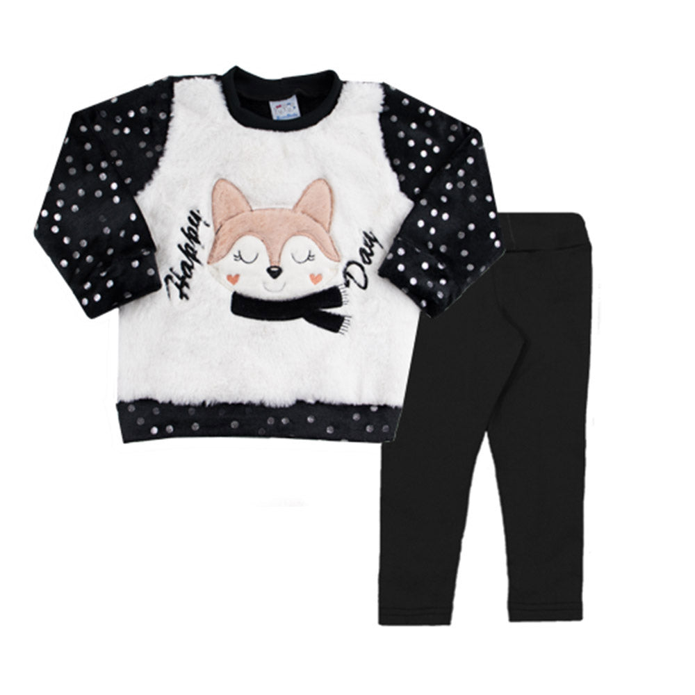 Conjunto Bebê Casaco em Fleece e Legging Térmica - Rosebud