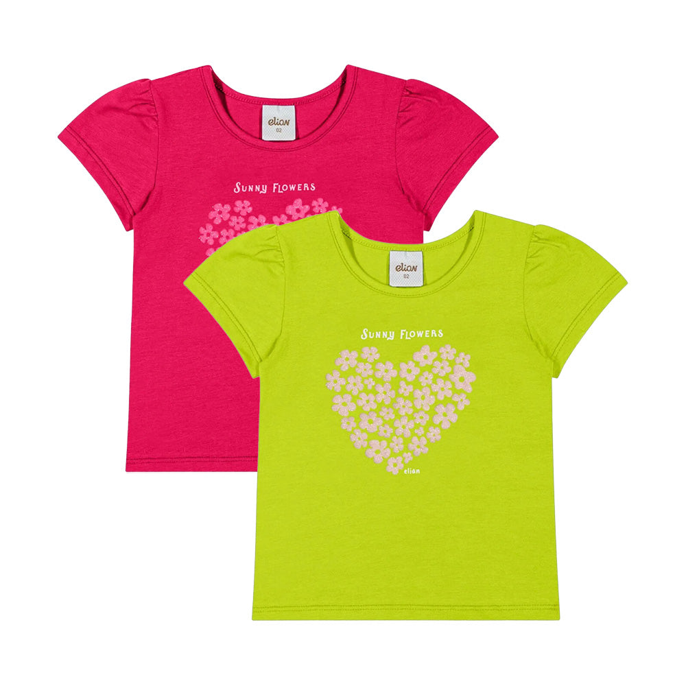 Blusa Infantil Menina Coração Floral - Elian