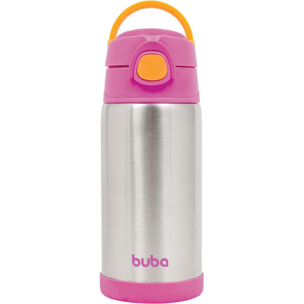 Garrafa Térmica Infantil Inox C/ Canudo 400ml Lisa - Buba