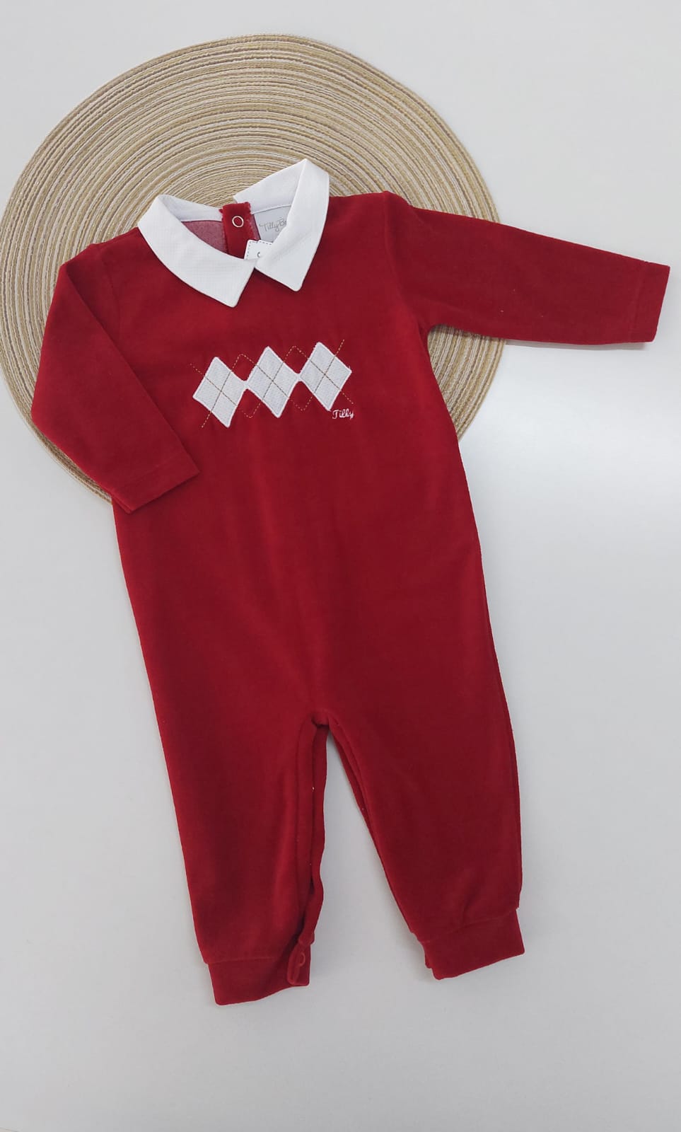 Macacão de Plush Clássico Masculino Vermelho - Tilly Baby