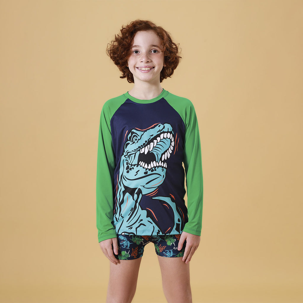 Conjunto Camiseta e Sunga Proteção UV 50+ Dino - Everly